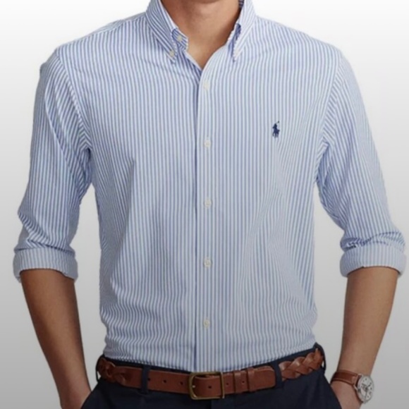 Ralph Lauren Slim Fit Performance Button Down | Size:Medium | Color: Pale Blue - Picture 9 of 9